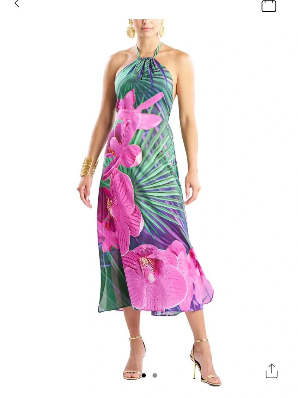 Natori Strapless Tropical Orchid Dress - Pink & Green_6